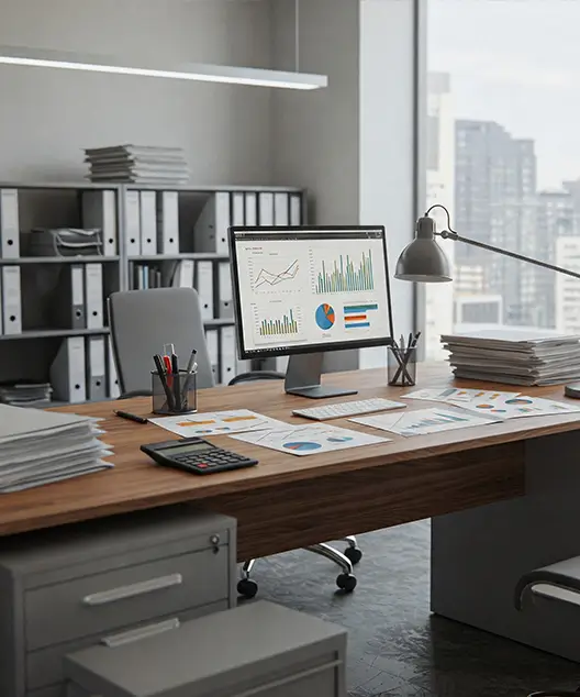 Office view with computer